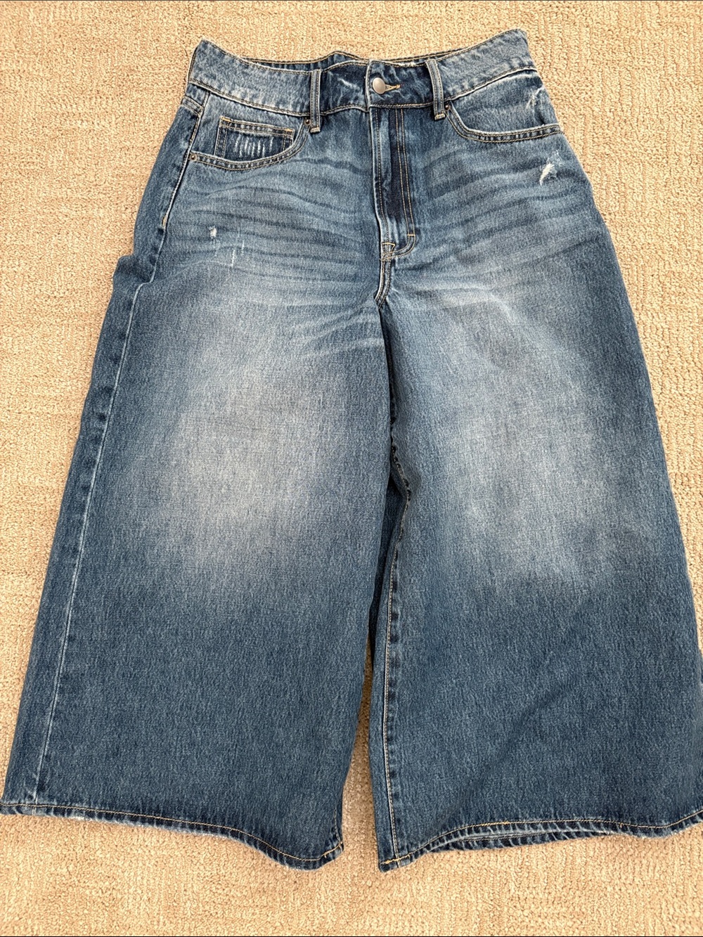 bohme Wide Leg Flare Jeans in Faded Blue Denim